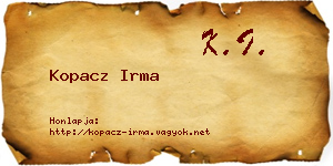 Kopacz Irma névjegykártya