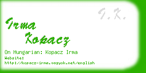 irma kopacz business card